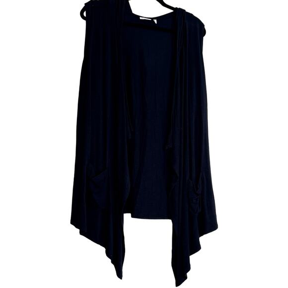 LOCO Lori Goldstein Sweater Women Large Blue Hooded Lightweight Lagenlook Comfy - Picture 1 of 10